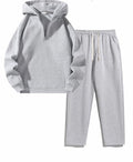 Essential Oversized Tracksuit Set - Half Zip Hoodie + Jogger Pants - Unisex - Heather Grey