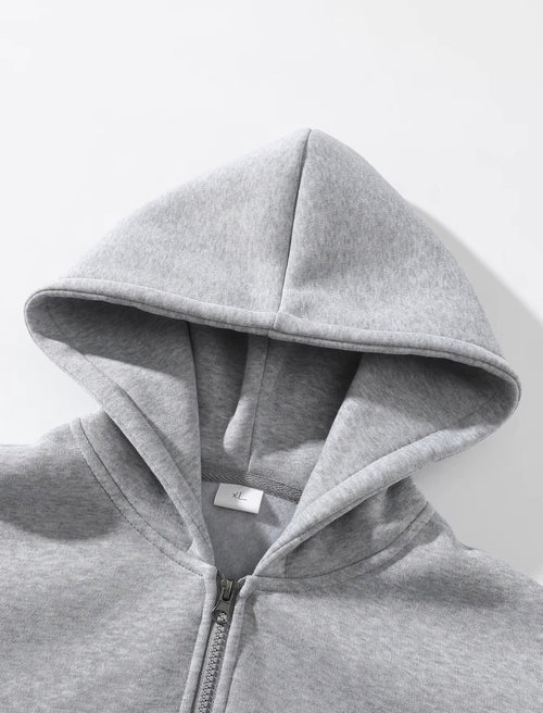 Essential Oversized Tracksuit Set - Half Zip Hoodie + Jogger Pants - Unisex - Heather Grey